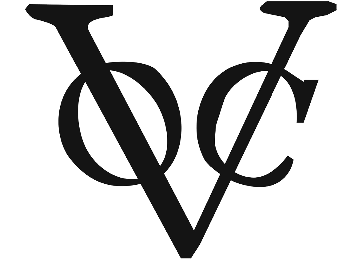The logo of the Dutch East India Company, established in 1602. A large centered V has an O and a C at its sides.
