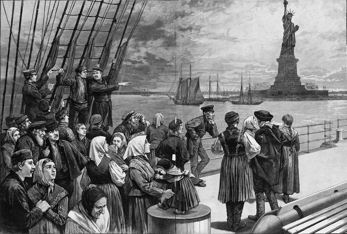 Immigrants on the deck of the steamer Germanic.