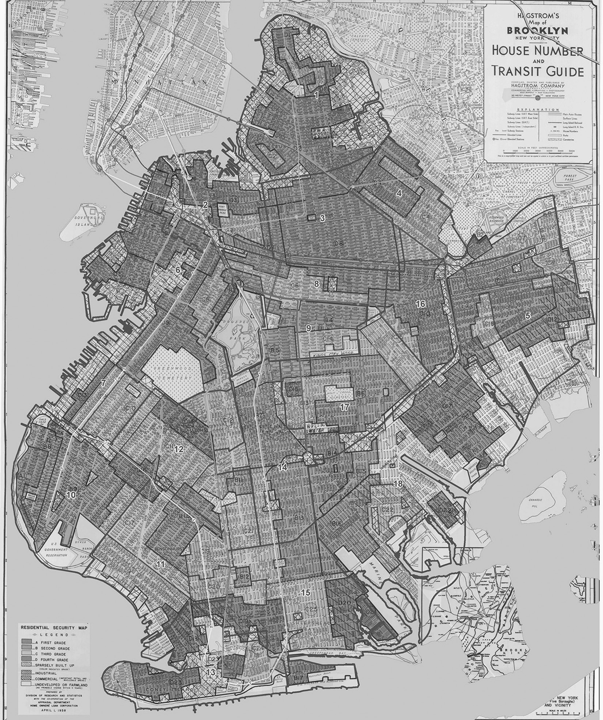 1938 Brooklyn redlining map.
