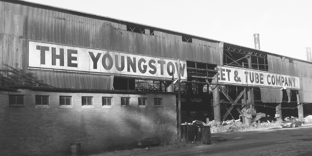 An abandoned, rusting factory.