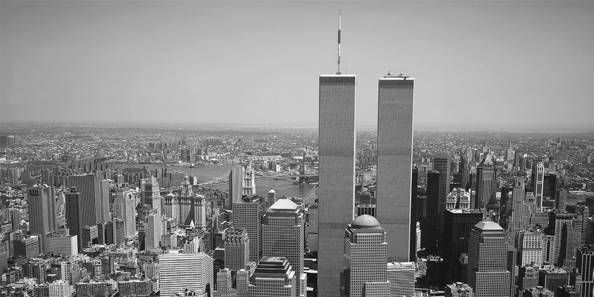 The New York City skyline before September 11, 2001.