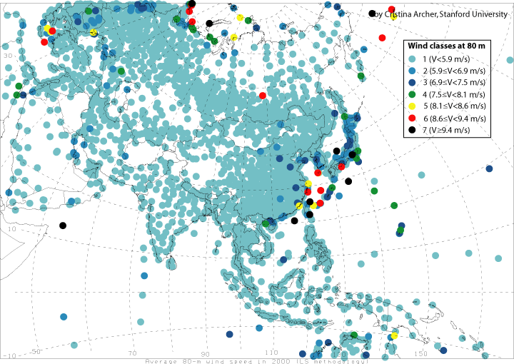 Global wind power at 80 m