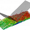Large-Eddy simulation of an oblique shock/turbulent boundary layer interaction (by B.E. Morgan, 2012).