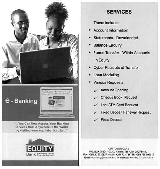 Equity Bank “e-Banking” Flyer (front and back)