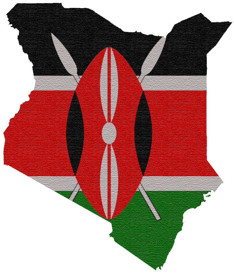 Flag of Kenya Superimposed on a Map