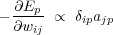- ∂Ep- ∝  δipajp
  ∂wij
