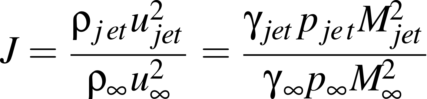 Jet-to-crossflow momentum flux ratio equation