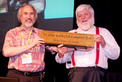 photo of Dave Jaffe and Denis Anson and Computer Lab plaque