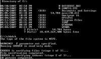 Screenshot of a DOS text screen