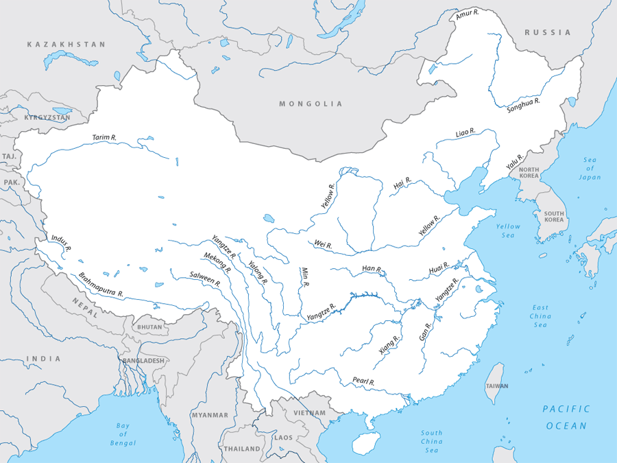 Asia Map With Rivers   Map Rivers 