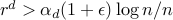 r^d > alpha_d (1+epsilon)log  n/n