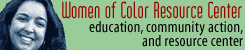 Women of Color Resource Center logo: Smiling dark-skinned woman