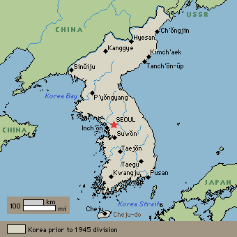 divided korea in 1945