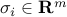 sigma_i in {mathbf R}^m