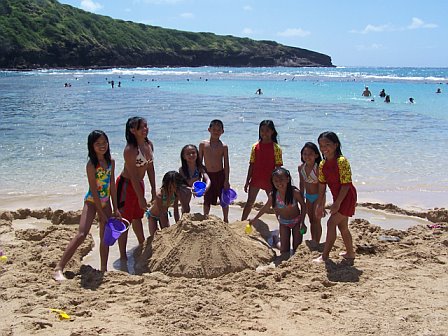 Fun at the beach with friends, Hawaii