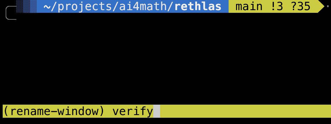 Renaming the first tmux window to verify
